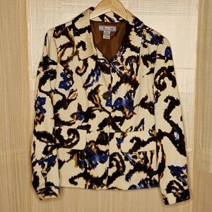 Birch Hill Womens Tan Watercolor Print Blazer Large